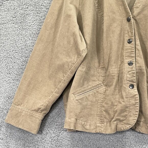 CJ Banks Fine Corduroy Button Front Jacket Women 2X Brown Pockets Long Sleeves - Picture 6 of 15